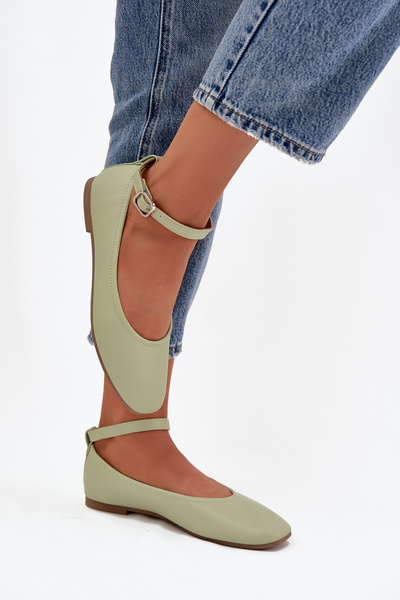 Dámske baleríny s pásikom a sponou Zelené Janelor