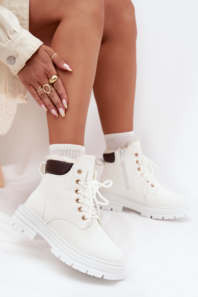 Dámske Zateplené Čižmy Na Zips Biele Tharika