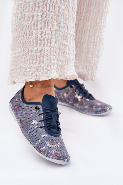 Dámske Kožené Poltopánky Z Prírodnej Kože Vzorované Artiker 56C2691 Modré