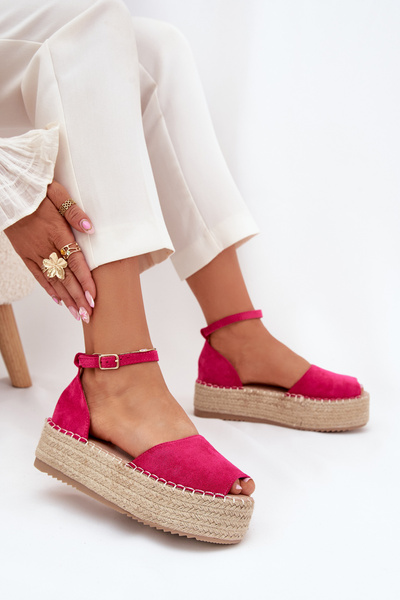 Dámske espadrilky na platforme s pletením fuchsie Selise