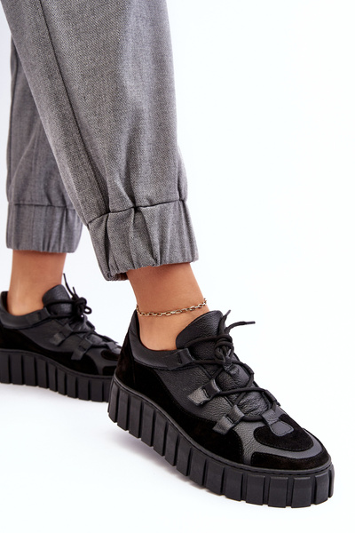 Dámske kožené športové topánky na platforme M01/1 Zazoo Black