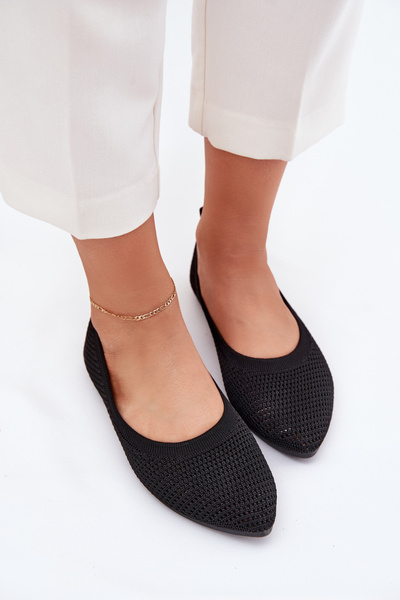 Sieťované Textilné Baleríny Dámske Čierne Sarina