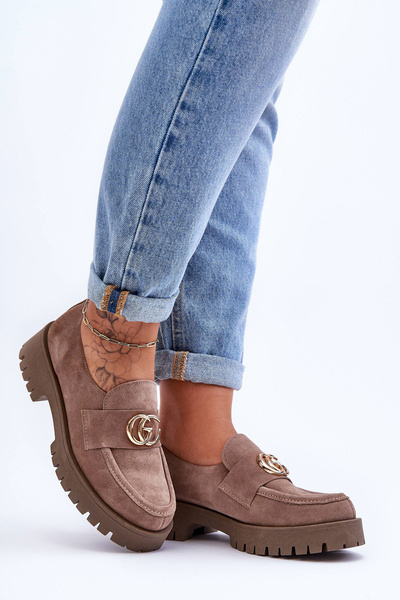 Dámske semišové topánky s dekoráciou tmavé béžové Rosefalls