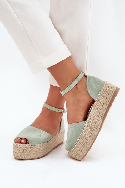 Dámske espadrilky na platforme s pletením mentolové Selise