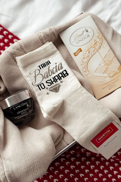 Ženské Ponožky S Nápisom I Love Babcia Ecru