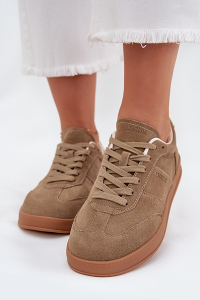 Dámske semišové sneakersy Big Star SS274675 HI-POLY SYSTEM Béžové