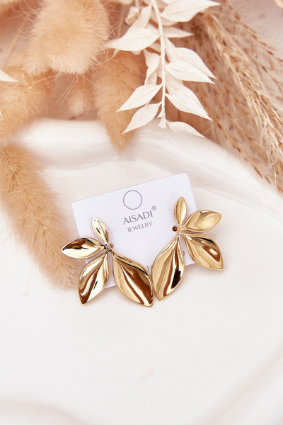 Veľké dámske náušnice listy zlaté