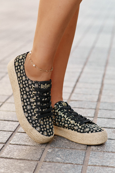 Vzory dámske tenisky na platforme s pletením Lee Cooper LCW-25-08-3647L čierne