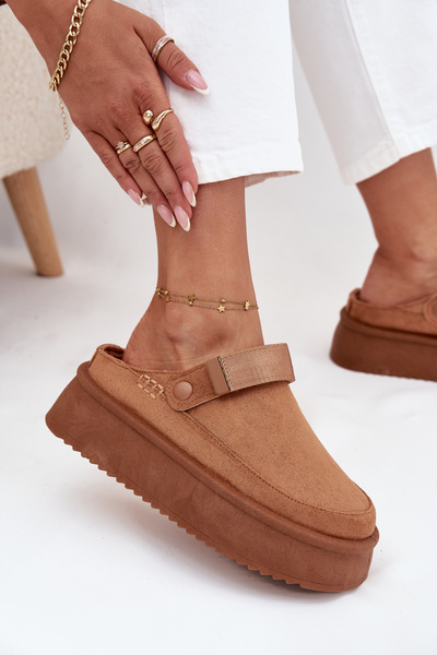 Dámske snehové čižmy na platforme s suchým zipsom Camel Jorielle