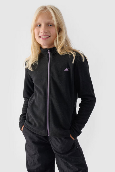 Dievčenský fleece s golierom Slim 4F Čierny 4FJWMM00TFLEF261-20S