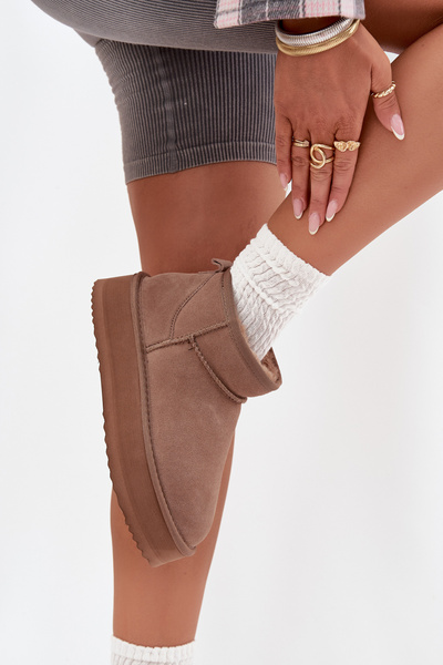 Semišové zimné čižmy pre ženy na platforme Vinceza 97962 béžové