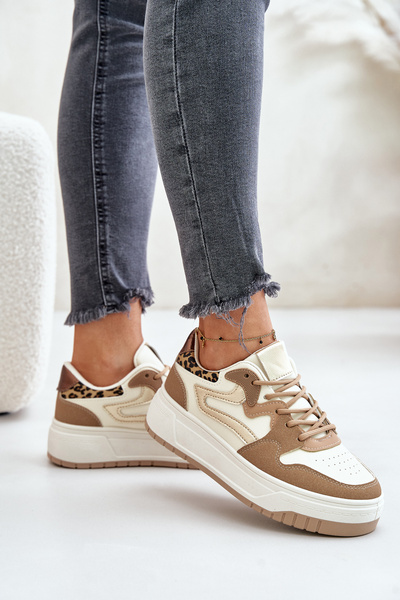 Dámske Sneakersy Z Eko Kože Na Platforme Leopard Béžové Henizore
