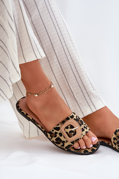 Platte Dámske Sandále S Dekoratívnou Prackou Leopard Clariola