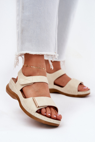 Pohodlné dámske sandále na suchý zips zlaté Iphiope