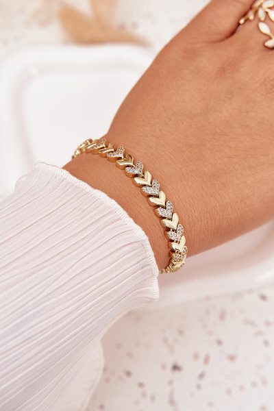 Dámsky náramok srdiečka so zirkónmi zlatý