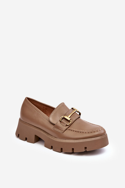 Dámske topánky Loafer s ozdobou khaki peuria