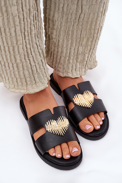 Dámske Plátené Sandále S Zlatou Dekoráciou Čierne Karinma