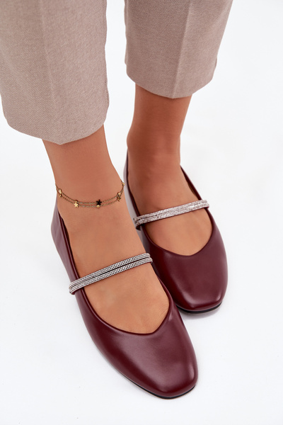Dámske baleríny so žiariacimi pásikmi Bordó Ilirene
