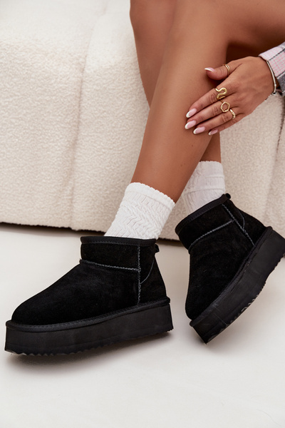 Semišové dámske zimné čižmy na platforme Vinceza 97962 Čierne