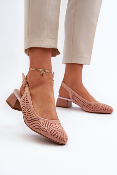 Topánky na opätku s blokovým opätkom ružové Gemifa