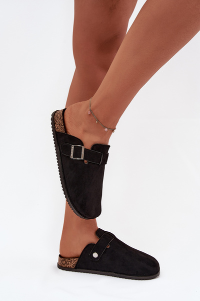 Dámske Klumpa Na Korkovej Platforme So Striebornou Sponou Big Star SS274736 Čierne