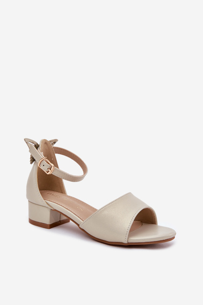 Lesklé dievčenské sandále na nízkom podpätku zlaté Ainare