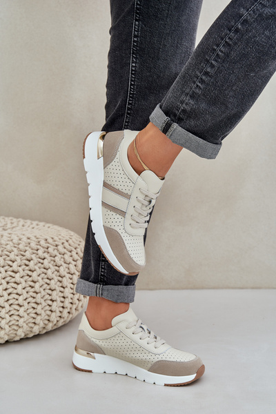 Dámske kožené tenisky na platforme béžové Gatira