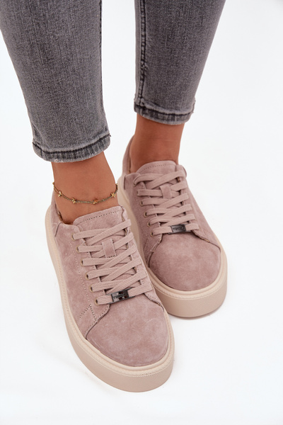 Semišové dámske tenisky na platforme Vinceza 79578 Béžové