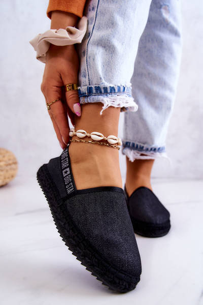 Materiál espadrilles vkĺzol veľkú hviezdu jj274878 čierna