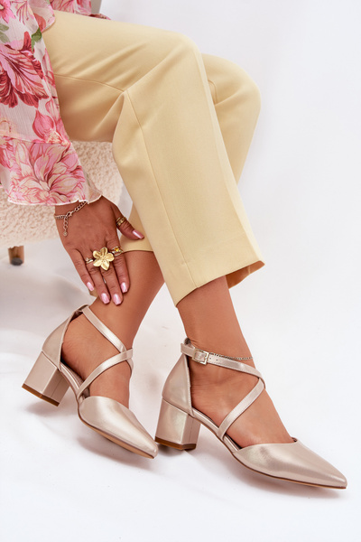 Lodičky Na Opätku Z Eko Kože Zlaté Sergio Leone SK830