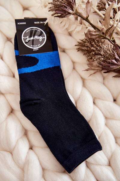 Dámske bavlnené ponožky modrý námorný modrý vzor
