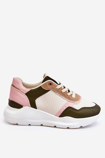 Dámske kožené športové topánky na platforme béžovej ružovej chaya