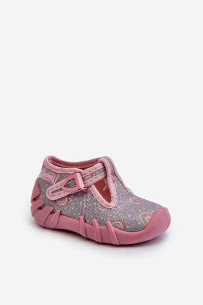 Pohodlné detské papuče BEFADO 110N490 Šedá-Ružová