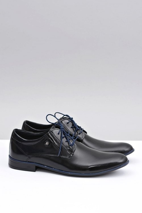 Čierna kožená elegantná topánky Massimiliano