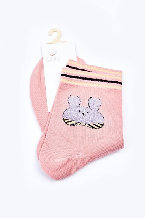Dámske bavlnené ponožky s ružovou šoujkou