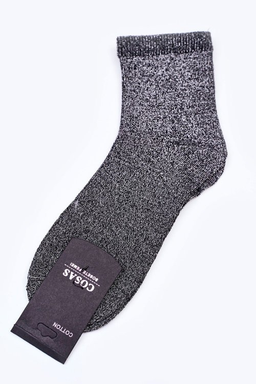 Dámske bavlnené ponožky so striebornou nití cosas čierne