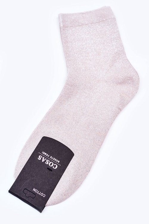 Dámske bavlnené ponožky so striebornou niťou Cosas Ecru