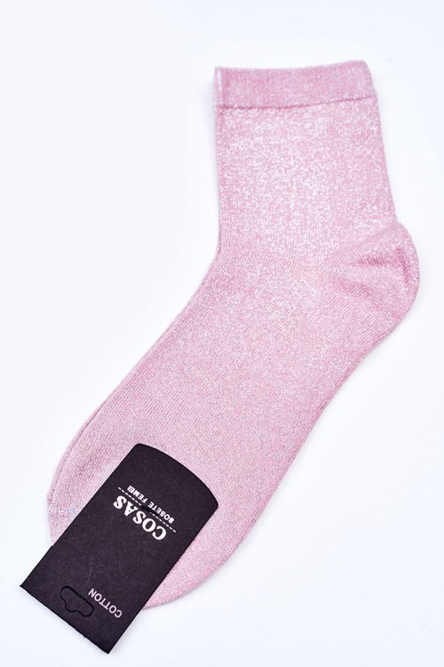 Dámske bavlnené ponožky so striebornou niťou cosas ružové
