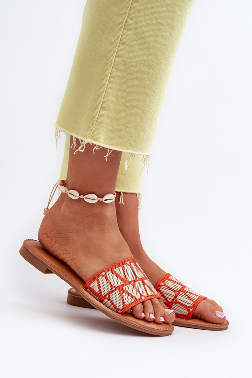 Dámske sandále s plochou podrážkou oranžové Traivea