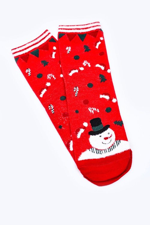 Dámske vianočné ponožky s čiapkami cosas červené klobúky