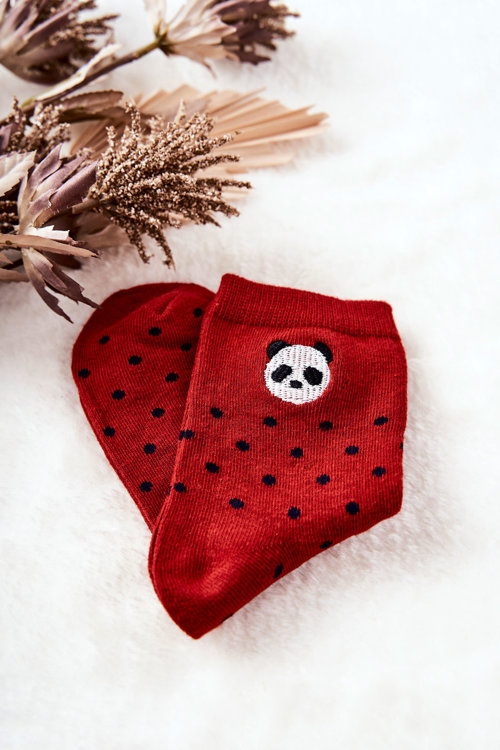 Detské bodky ponožky červené panda