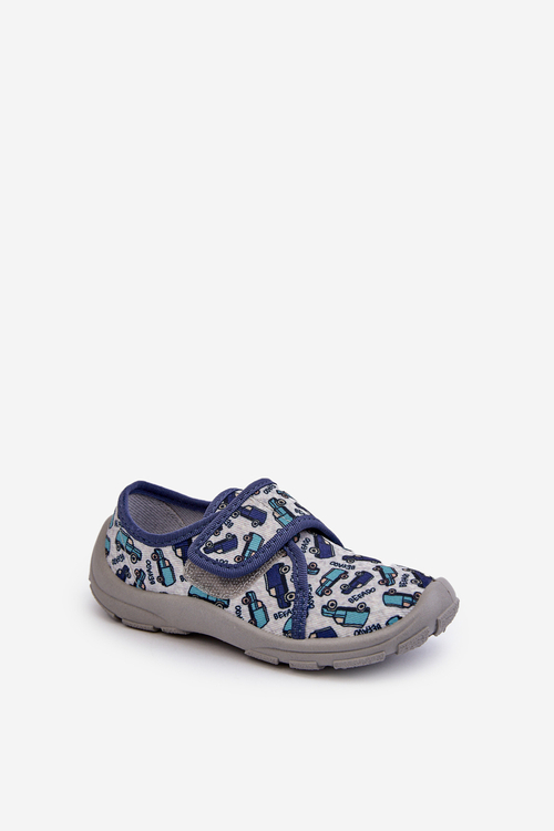 Detské papuče na suchý zips Befado 974X529 Sivo-Modré