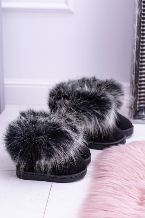Detské topánky Snehové topánky s čiernou kožušinou Ariana