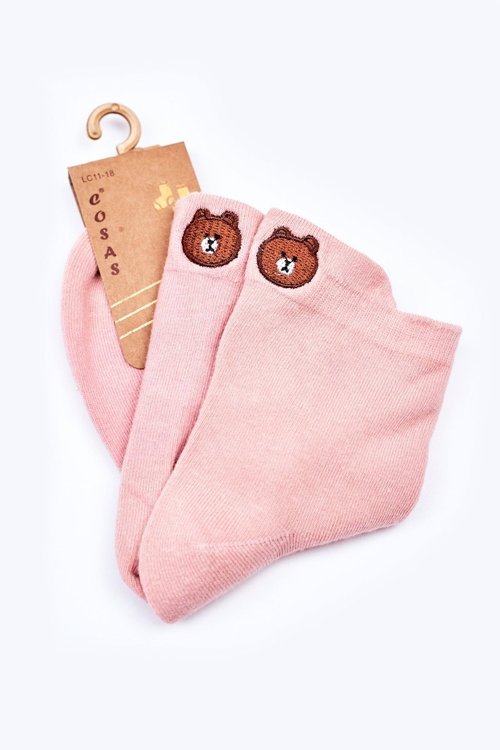 Dievčenské bavlnené ponožky s ružovým medvedíkom