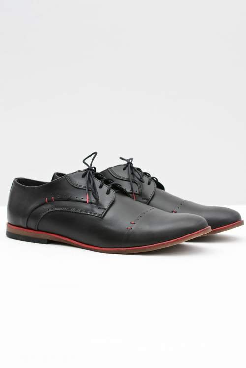 Elegantné pánske čierne kožené topánky Isacco