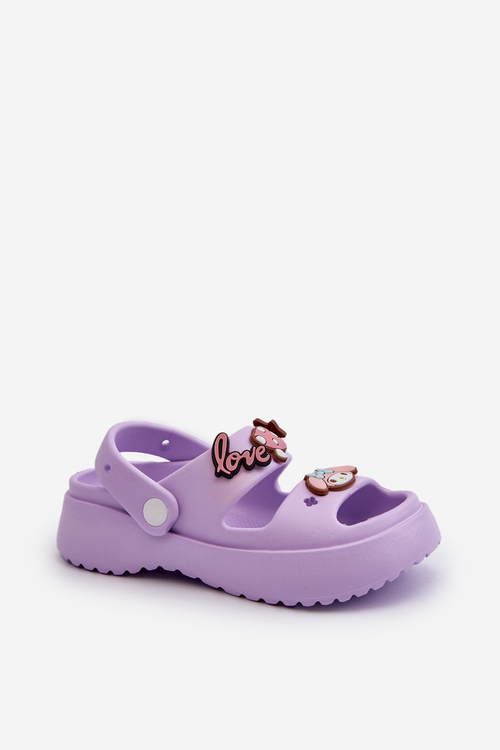 Ľahké detské peny papuče s fialovými ozdobami Ifrana