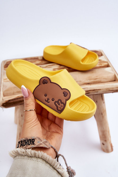 Ľahké penové klapky s plyšovým medveďom žlté Todi