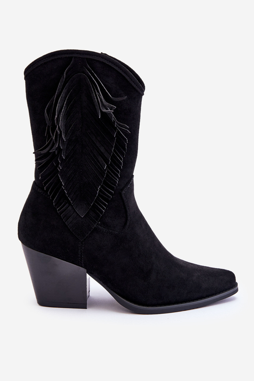 Nízke semišové topánky žien Black Elyse Cowboy topánky