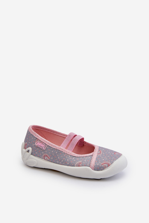 Papuče Baletky S Vzorom Befado 116X328 Sivá-Ružová