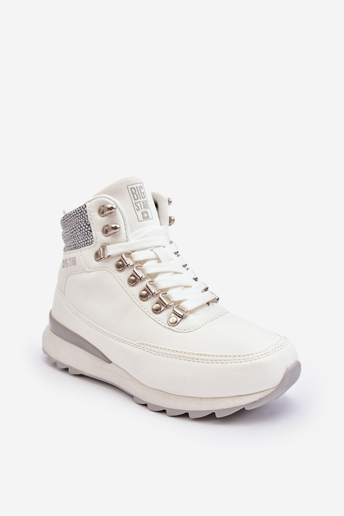 Trekkingové topánky čipky -up biele veľké hviezdy MM274675